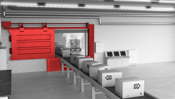 Fire protection in buildings with rail-bound intralogistics